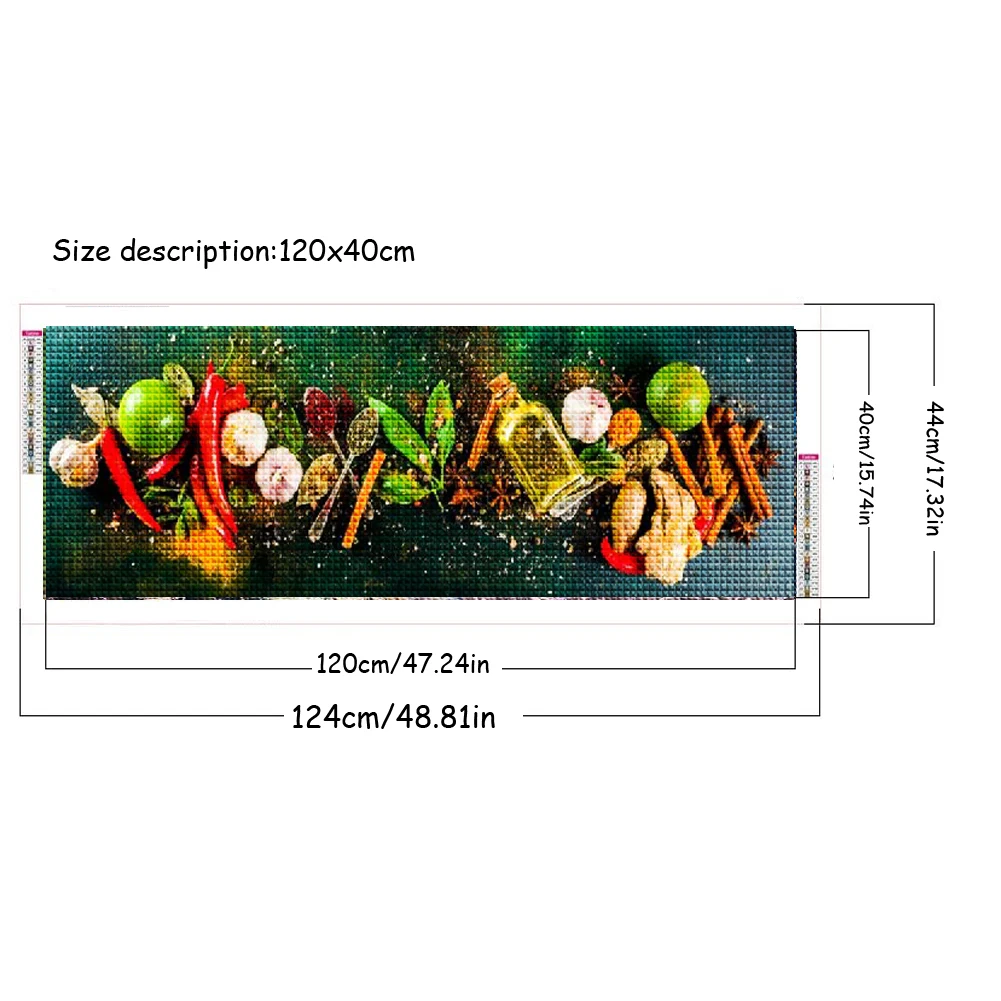 Kitchen Herb Spices DIY 5D Artificial Diamond Painting Kit Cross Stitch Picture For Cooking gifts Food Art Spices Kitchen Decor