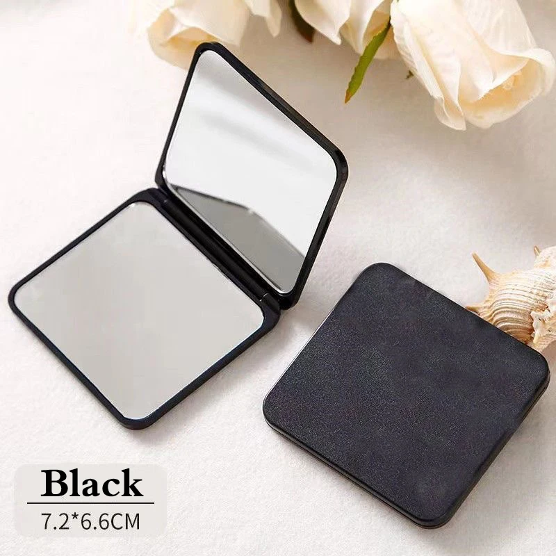 Espejo de maquillaje de 2 caras cuadrado portátil lindo regalo de niña Mini espejo de mano de bolsillo espejo de maquillaje de doble cara compacto varios colores
