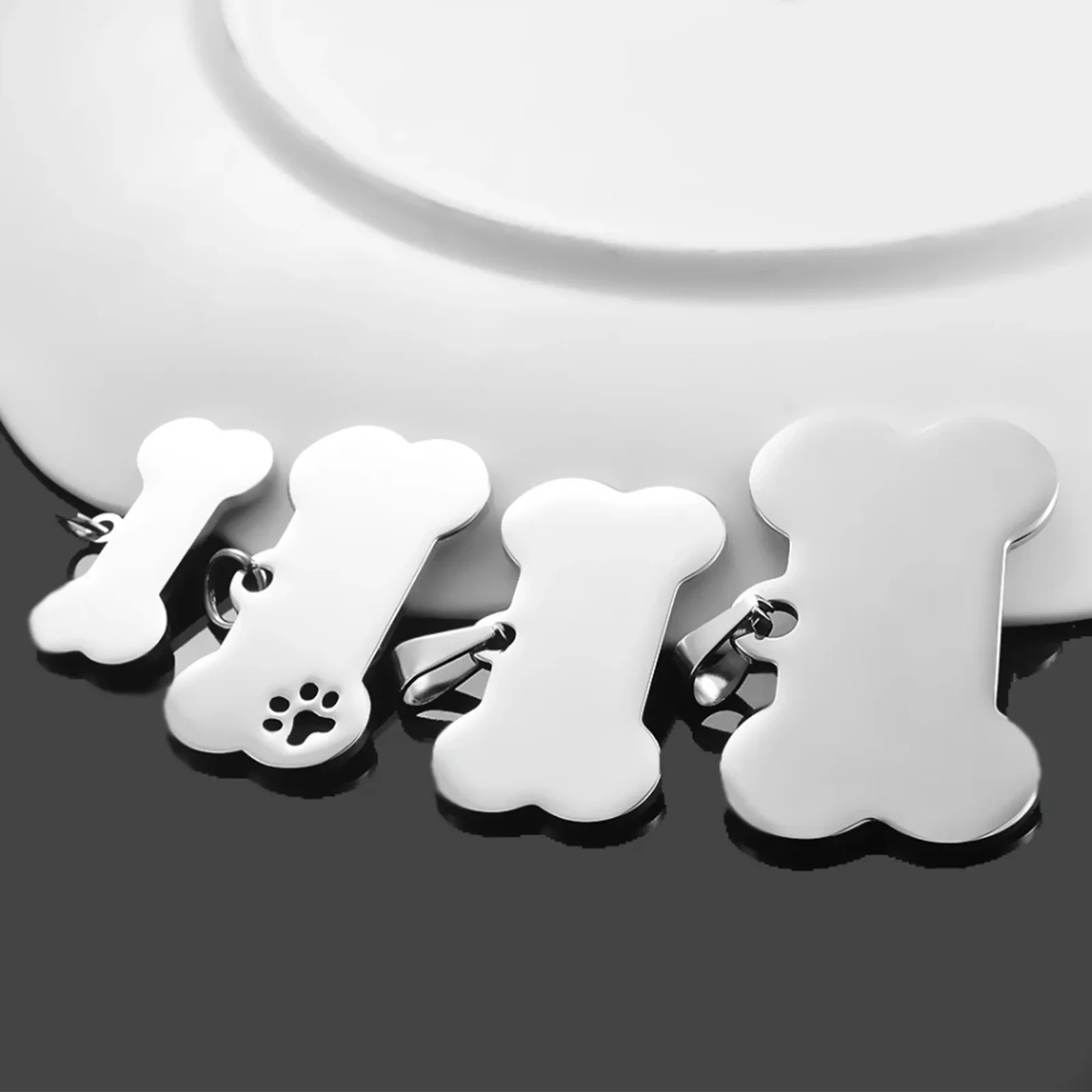 5 Stück Katzen- und Hunde-ID-Anhänger aus Edelstahl, Knochenform, Haustier-Charm, Namensanhänger, Knochen-Halskette, Schmuck im Großhandel – Detail 7