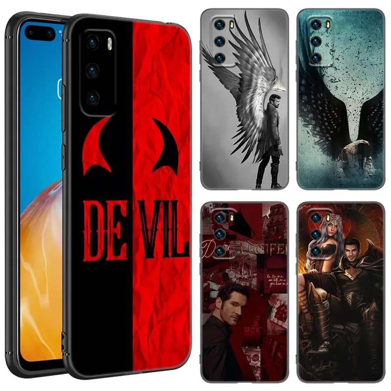 TV Show Lucifer Black Silicone Phone Case For Huawei P10 P20 P30 P40 Lite P50 P60 Art P50E P Smart Z 2018 2020 2021 Pro 2019