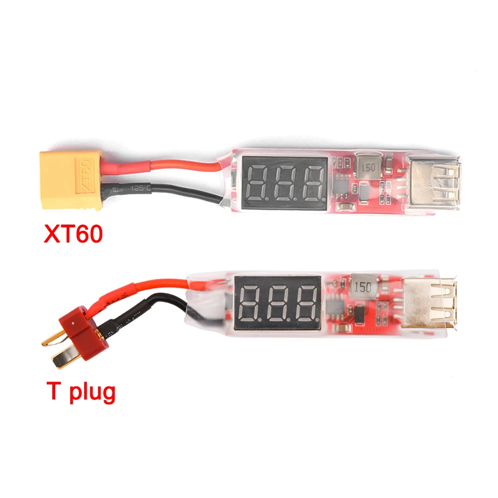 2S-6S Lipo Lithium Battery XT60 / T Plug To USB Charger Converter With Voltage Display Adapter Board 5V 2A For Mobile Phone PC