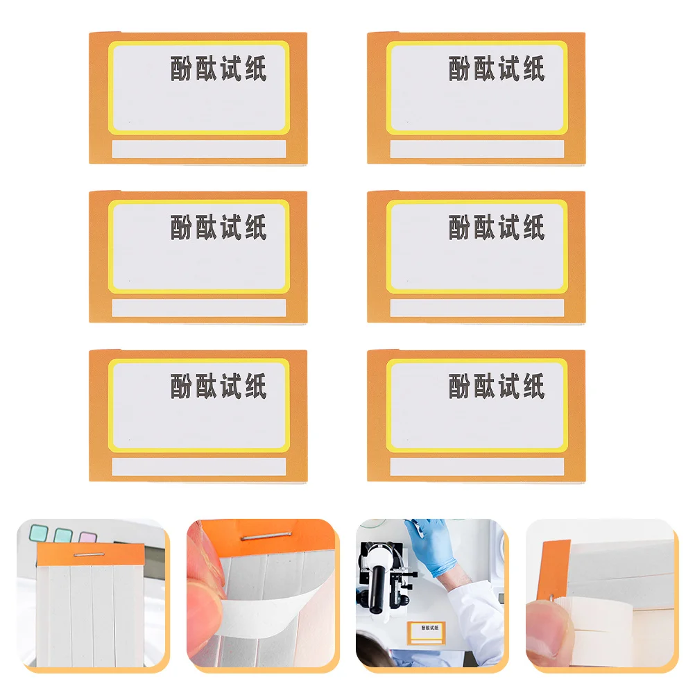 

6pcs Phenolphthalein Test Experiment Supplies Ph Testing Alkaline Acidic Indicator Strips Science Teaching Aid