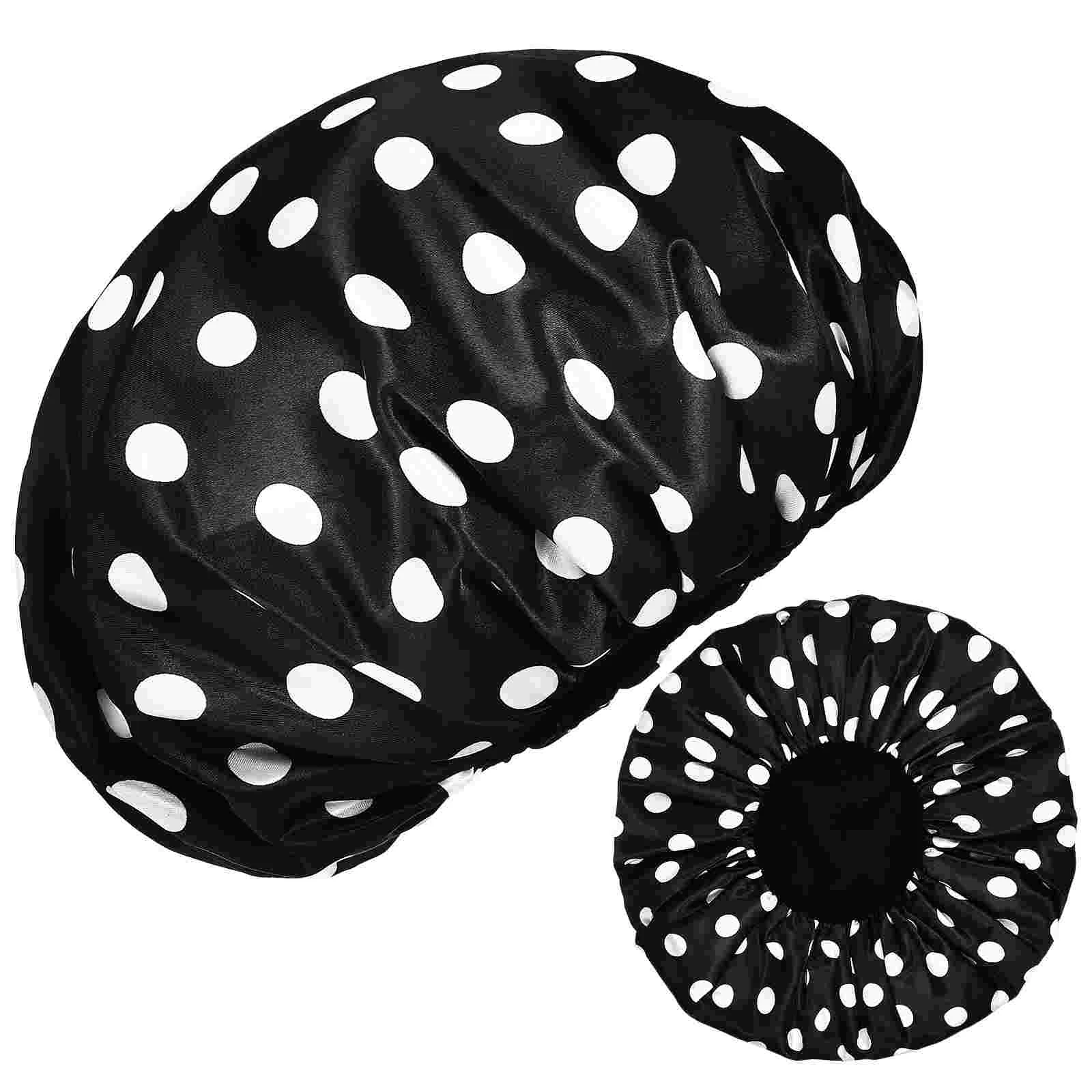 

2 Pcs Waterproof Cap Elastic Band Shower Caps Swim for Women Portable Bathing Hats Adults Satin Hair Covers Women's