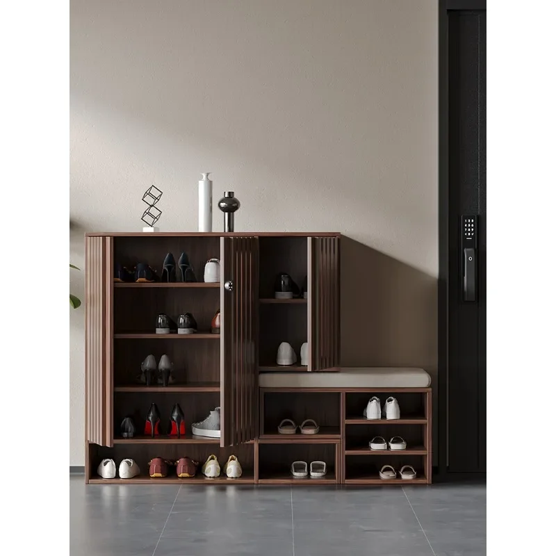 Shoe cabinet for shoe stool integrated home door Chinese solid wood entrance cabinet password lock door corridor