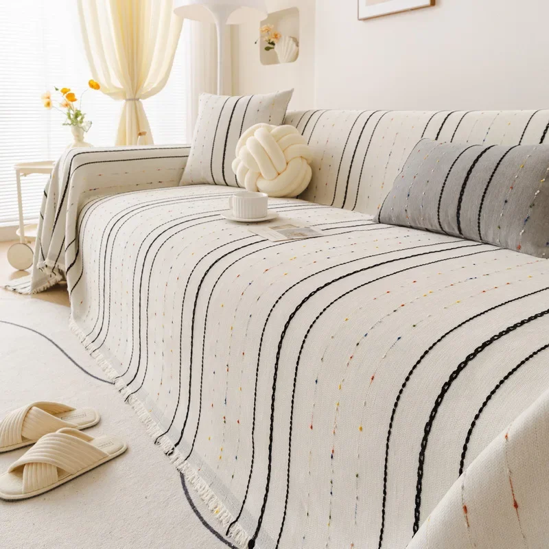 Solid Color Sofa Cover Fabric Modern Simple Autumn and Winter Thickening Integrated Home Textile Products