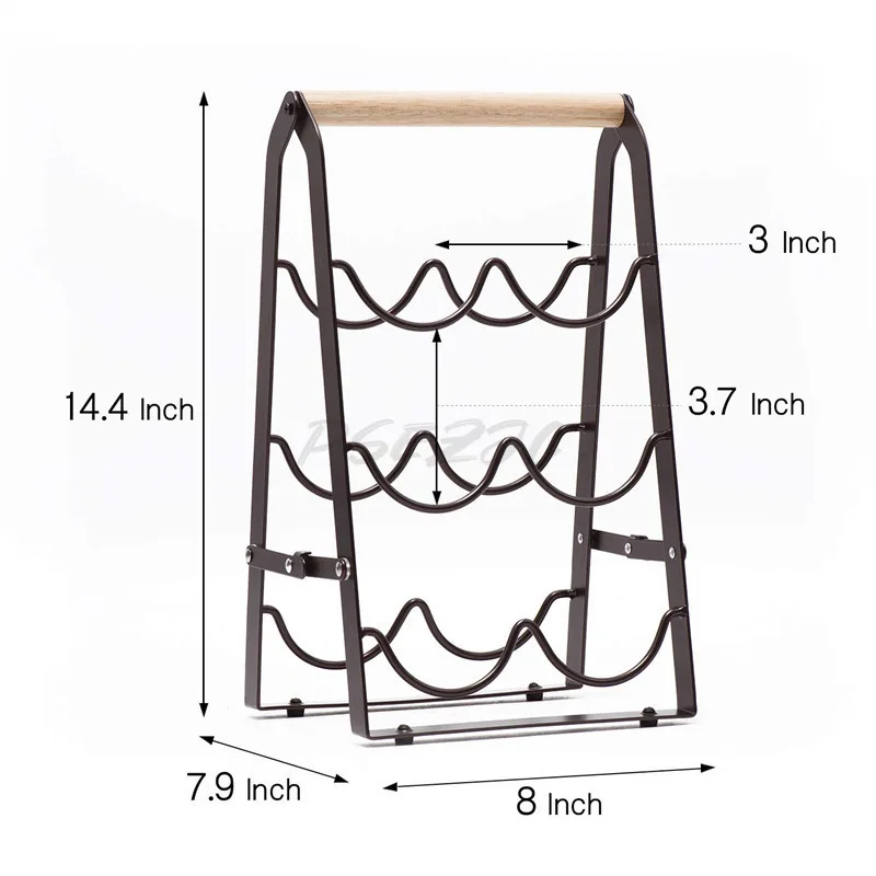 Desktop Red Wine Storage Rack Creative Combination of Iron and Wood Foldable Red Wine Rack