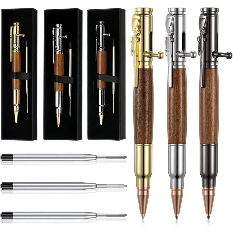 

Highly Recommended-Christmas Thanksgiving Party Gifts 3 Sets Bolt Pens With Gift Box And Black Ink Refills For Collector Lover 2