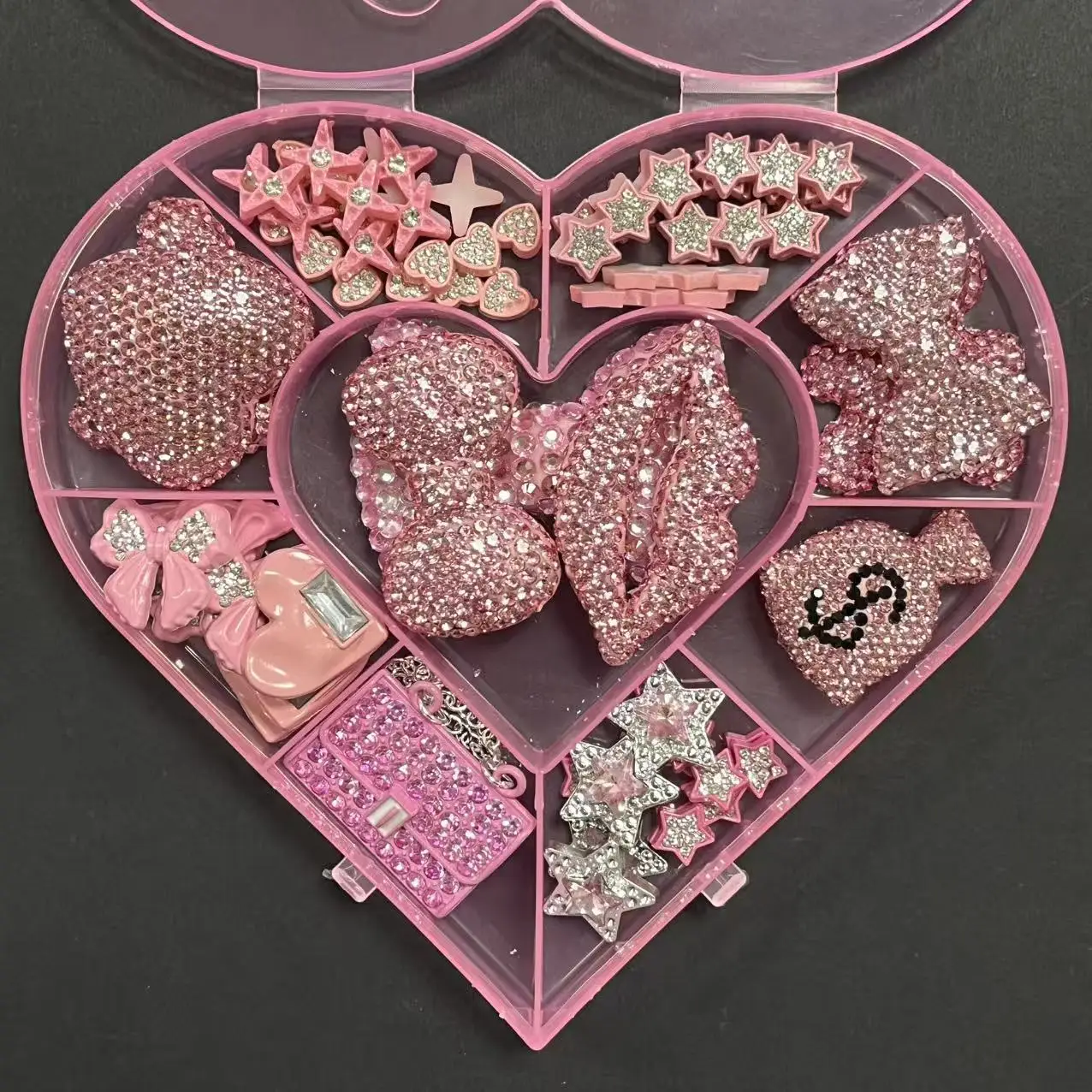 

Wholesale Bundled Luxury Diamond Bow Purse Perfume Bottle Butterfly Purse Lip Queen Star Junk Phone Case Decoration Charm Crafts