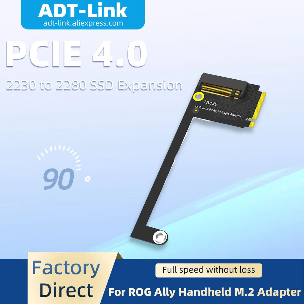 2230 to 2280 SSD Expansion Board For ROG Ally Handheld 90°M.2 Adapter Card PCIe 4.0 NVMe M-Key Modified M2 Hard Drive Converter