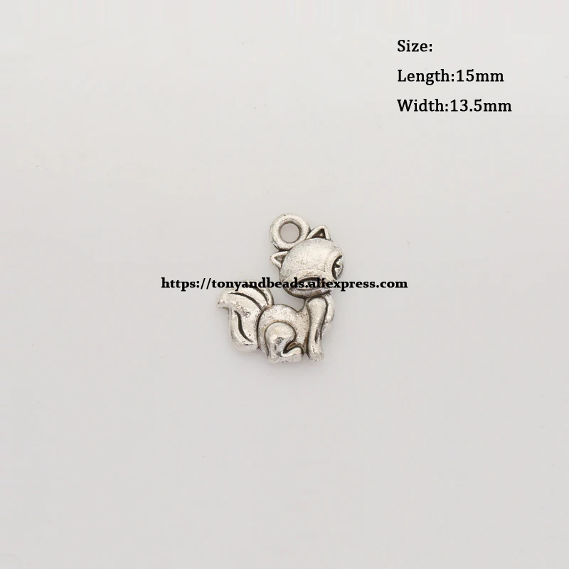 (50Pcs/Lot) Zinc Alloy Tibetan Silver European Charm Fox-Shape Pendant Size 15X13.5mm ZN60070