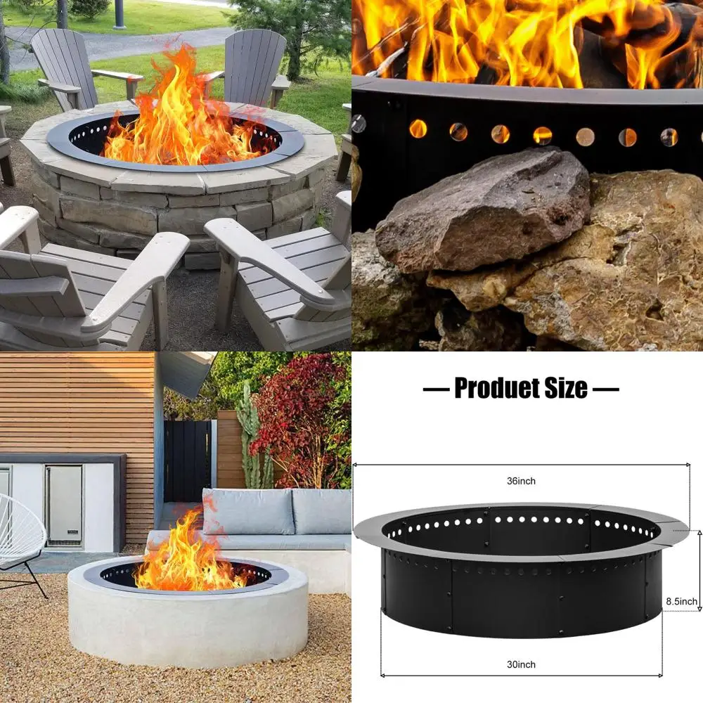 

Large 36 Round Outdoor Fire Pit Ring for Camping, Wood Burning, and Garden Gatherings