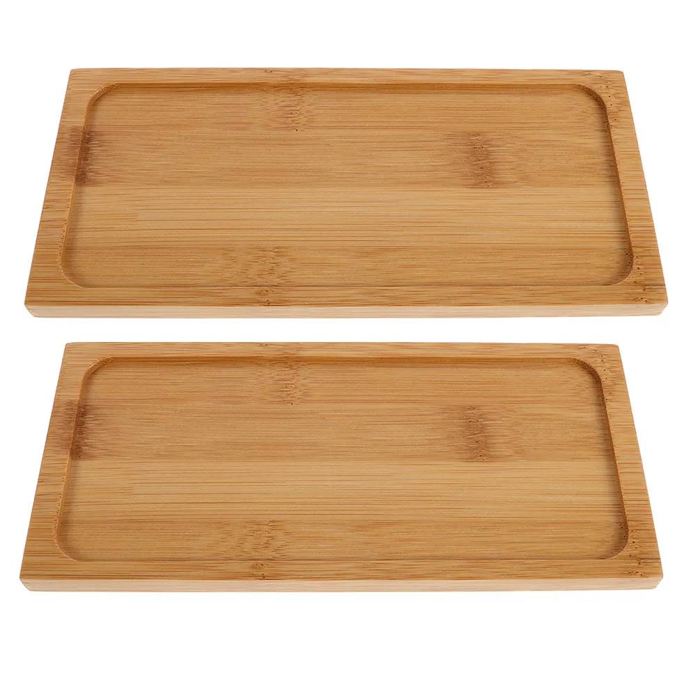 

2pcs Japanese Wooden Tray Rectangular Serving Platter For Tea Vanity Bathroom Decorative Organizer Appetizer Catering Cup Holder