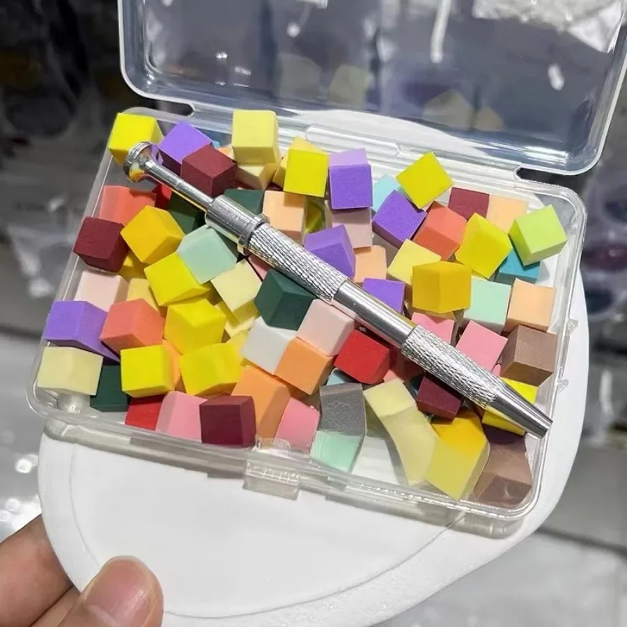 100pcs Gradient Sponge Brush for Nail Art, Gel Polish Brush, Glitter Powder, Manicure Accessory