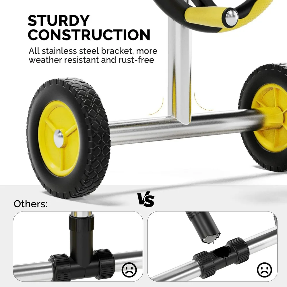 VINGLI 21FT Upgrade Aluminum Solar Pool Cover Reel Hand Crank Inground Pool Blanket Roller Adjustable Pool Accessories