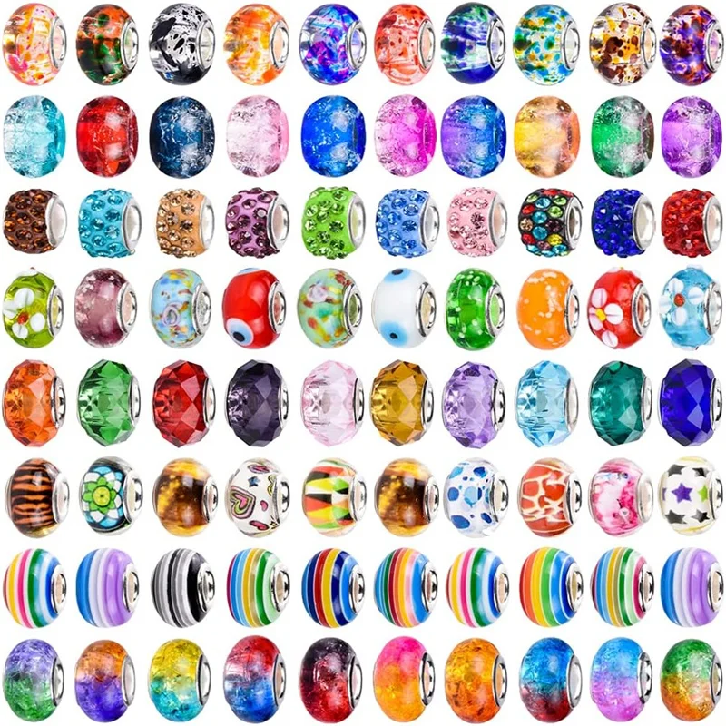 10Pcs 14x8mm Round Rondelle Spacer Beads European Charms Bracelet Earrings Beadable Pen Jewelry Craft Garden Stakes Decoration