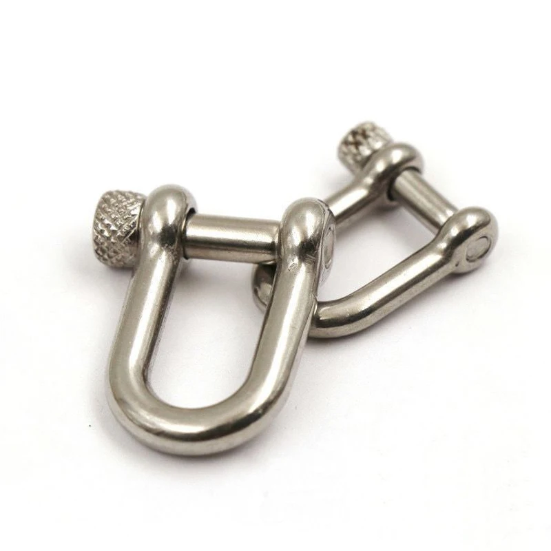 1 pcs Stainless Steel Carabiner D Bow Shackle Fob Key Ring Keychain Hook Screw Joint Connector Buckle Solid Metal 2 Size