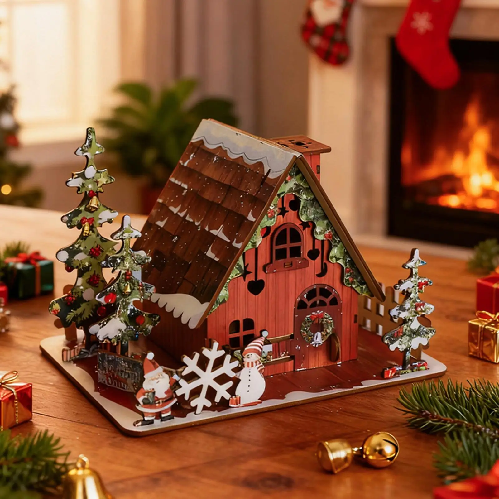 3D Cartoon Puzzle Christmas House Assembly Model Warm Pavilion DIY Handmade Creative Decoration Home Birthday Toys Gifts