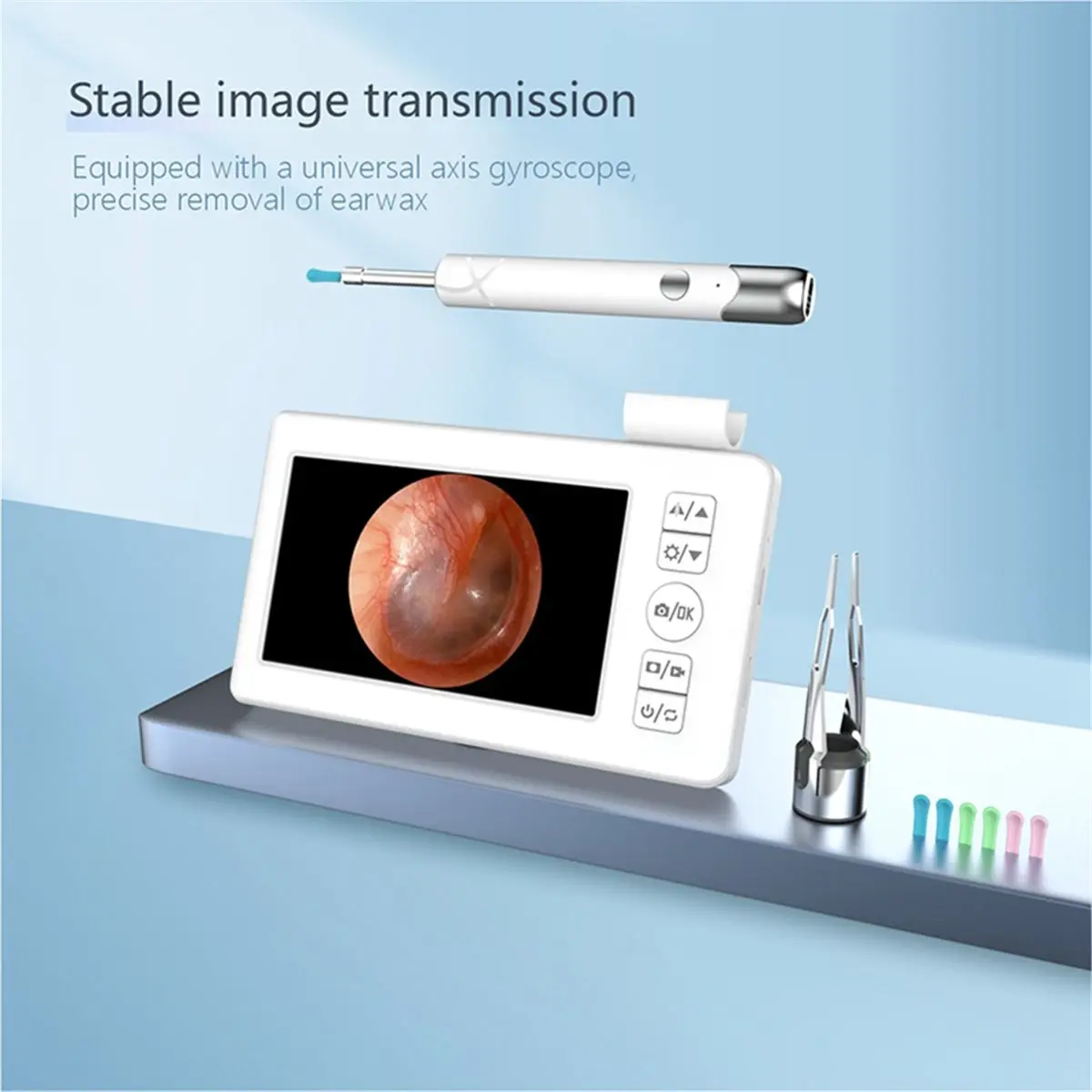 ^DT731~~Digital Otoscope with Gyroscope 4.3Inch IPS Ear Scope Camera 1080P Ear Wax Removal Tool for Home Ear Infection Detector