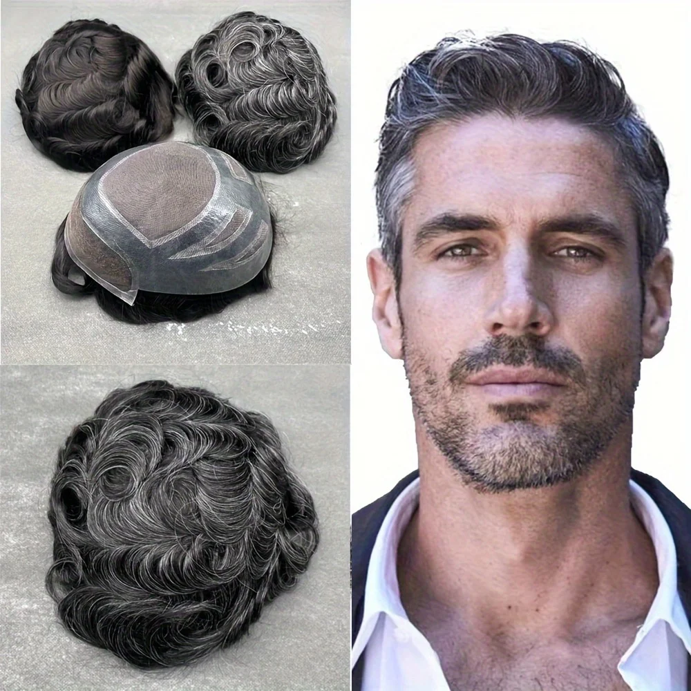 قطعة شعر غير مرئية مقاس 8 × 10 بوصة مع دانتيل قابل للتنفس وقاعدة من البولي يوريثان، جزء علوي جاهز للارتداء قبل القطع للمظهر الطبيعي، بديل للشعر #1