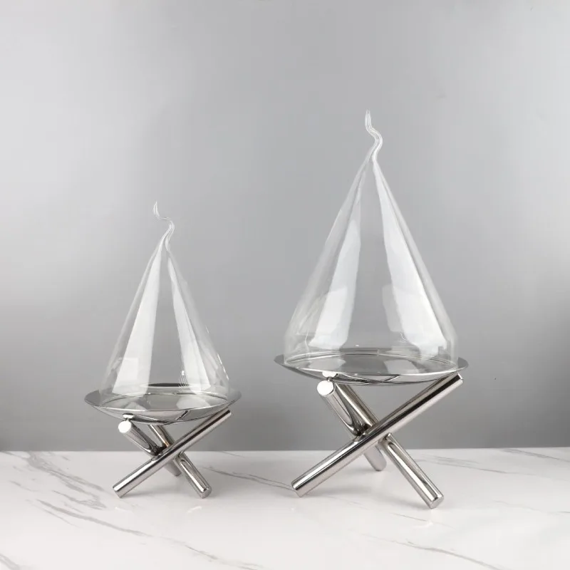Modern simple ins style stainless steel fruit plate fruit pot, covered snack plate, dining table model room hotel soft