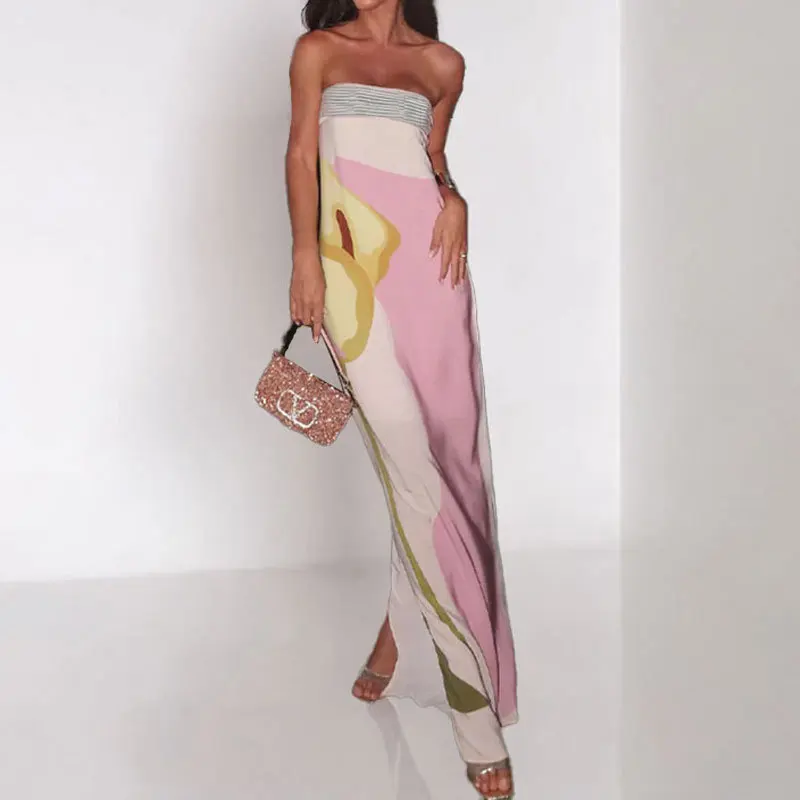 Sexy Printed Off Shoulder Backless Bodycon Dress Spring Summer Dresses Matching Set