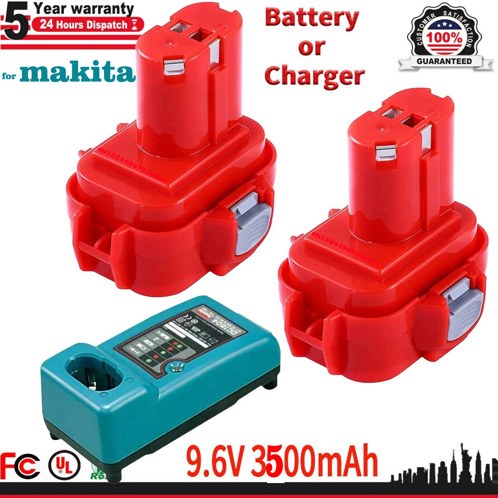 9.6Volt NI-MH Battery/Charge For Makita PA09 6222D 9100 9120 9122 9133 9134 9135