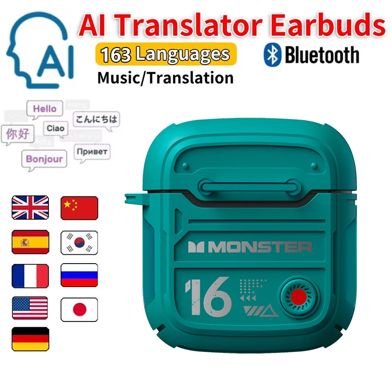 Monster XKT16 AI auriculares de traducción Bluetooth auriculares inalámbricos con sonido HIFI auriculares de baja latencia para juegos auriculares de Larga modo de reposo