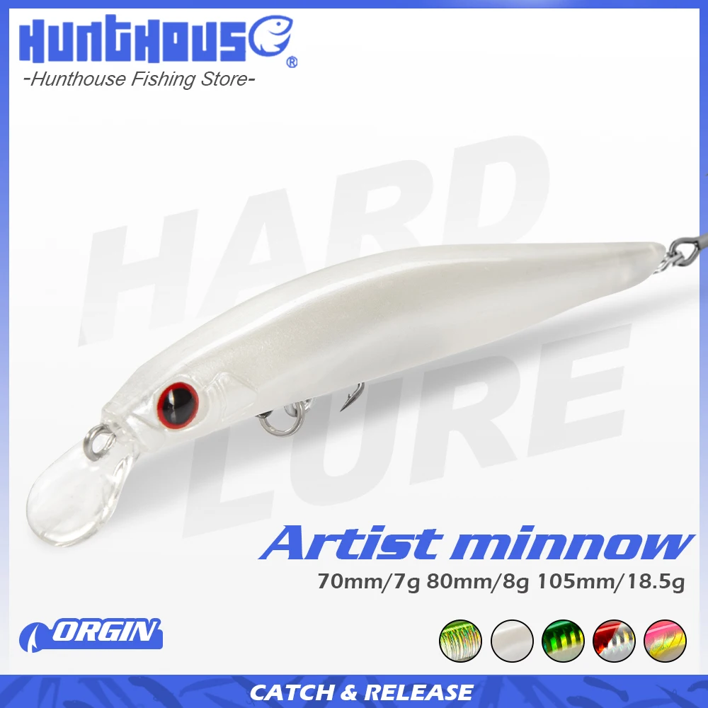 Hunthouse Forel Vissen Lokken Zinkende Jerkbait 70/80mm 7/8.5g Kunstenaar Minnow Zeevissen Zwart Minnow Twitch Harde Lokken voor Bass