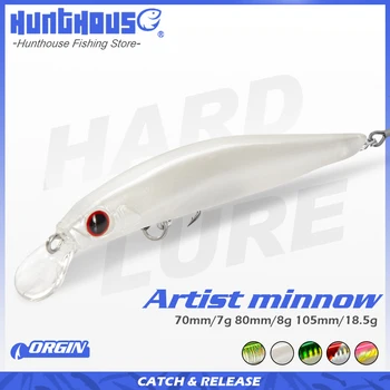 Hunthouse Alabalık Balıkçılık Cazibesi Batan Jerkbait 70/80mm 7/8.5g Sanatçı Minnow Deniz Balıkçılığı Siyah Minnow Twitch Sert Cazibesi Bas