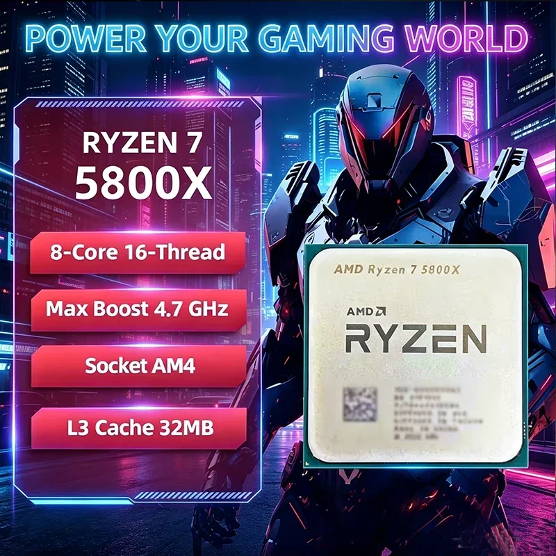 AMD Ryzen 7 5800X AMD R7 5800X CPU 8-Core 16-Thread 3.8GHz Unlocked Desktop Processor Socket AM4 Gaming CPU Without Package