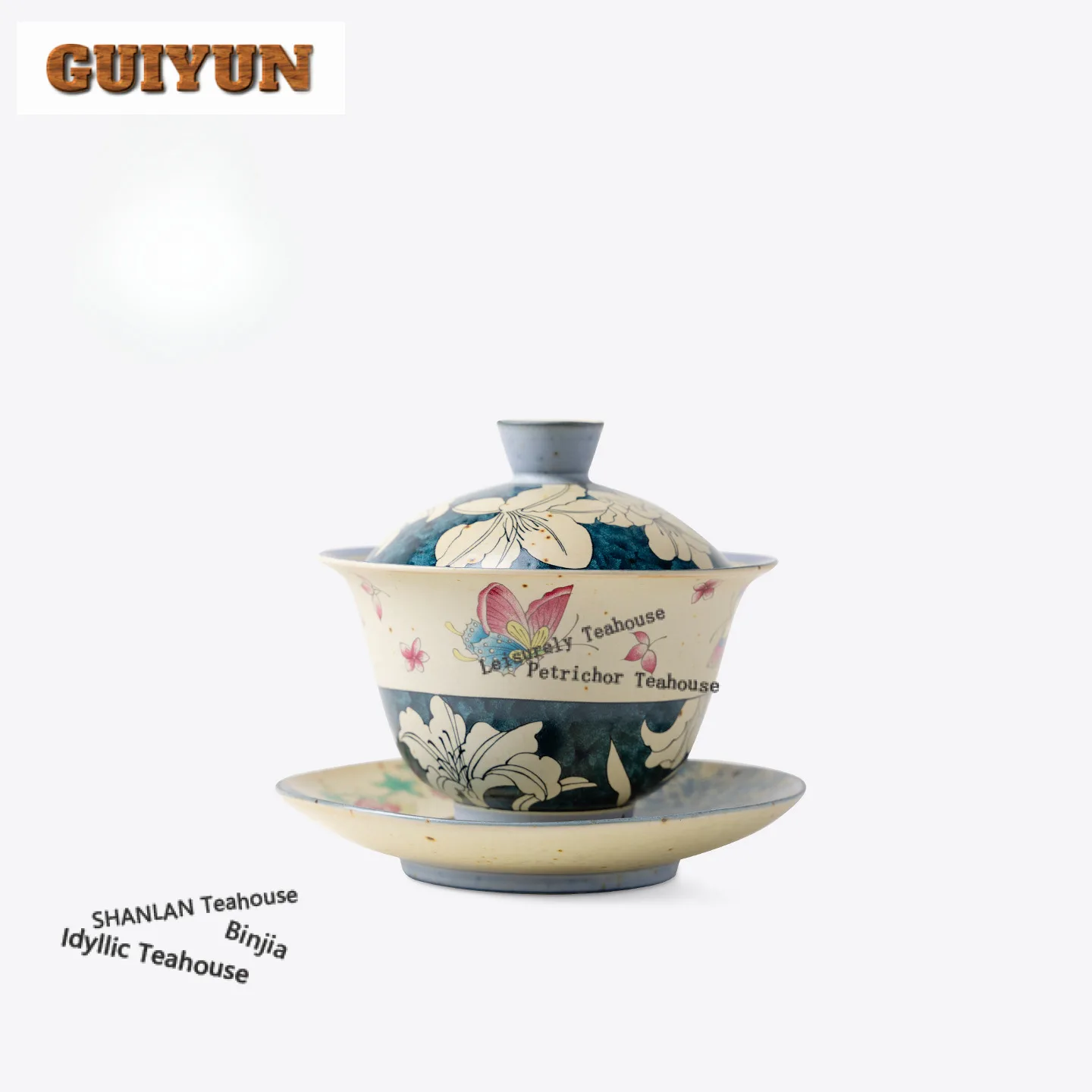 130ml Decal Butterfly Love Flower Gaiwan Antique Tea Tureen Tea Bowl With Lid Kit Tea Making Cover Bowl Tea Ceremony Gift Craft