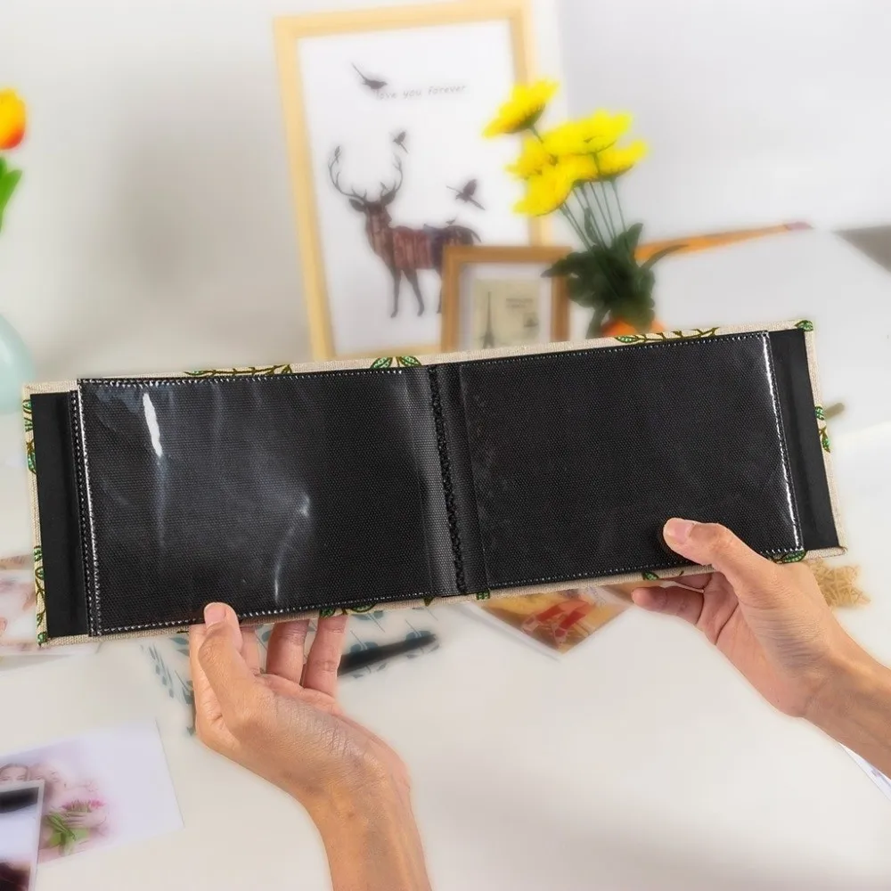 Mini Photo Album Linen Printed 36 Pockets Picture Albums Horizontal Insert Design Loose-leaf Small Scrapbook Album