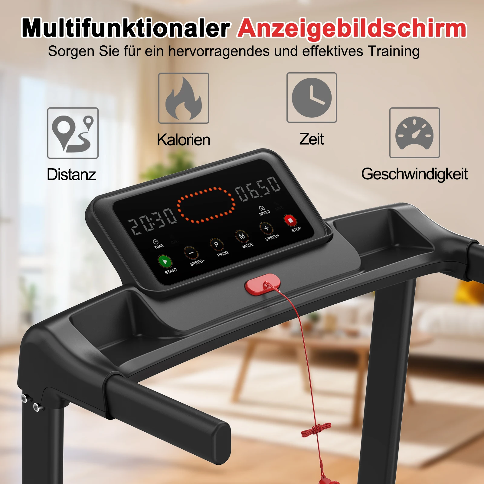 Quiet Portable Home Treadmill With Incline & LED Display, Speed Control Electric Running Machine For Indoor Fitness