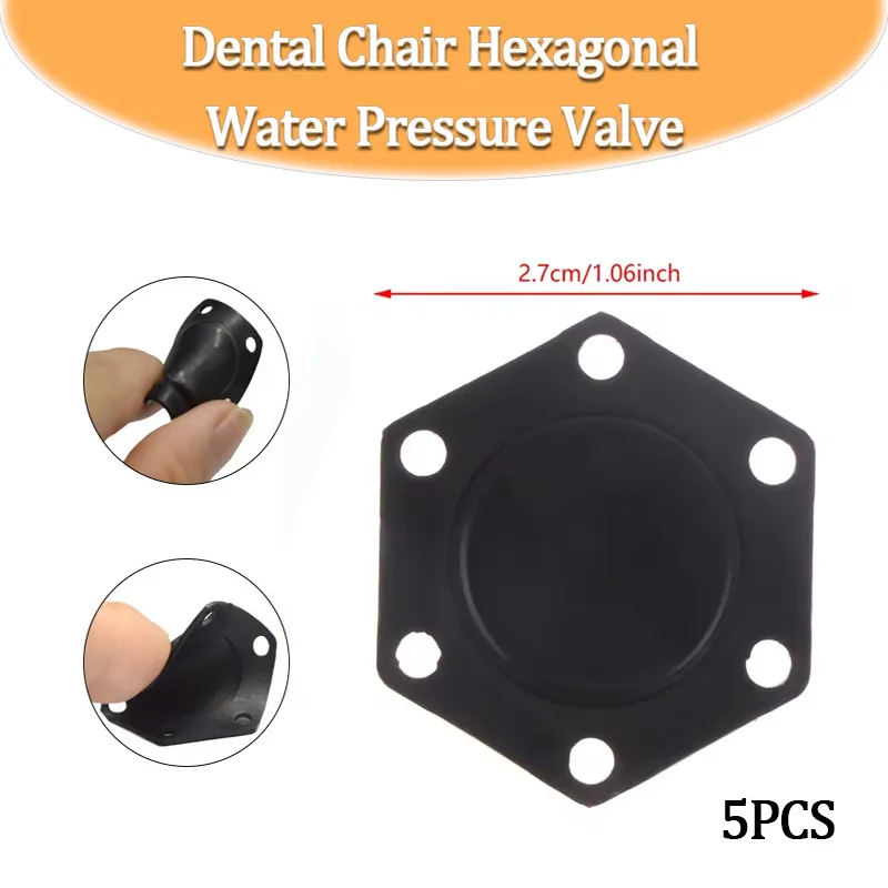

5Pcs Dental Chair Hexagonal Water Pressure Valve Water Pressure Water Control Valve Diaphragm