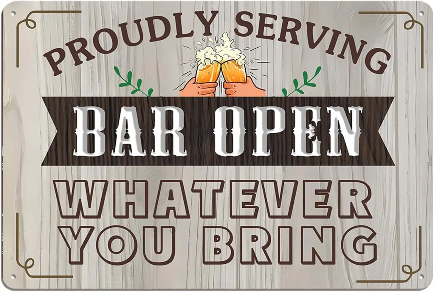 Funny Bar Signs for Home Garage Decor - Open Sign Vintage Metal Tin Wall Art, Rustic Man Cave Pub Tavern Decorations, Durabl