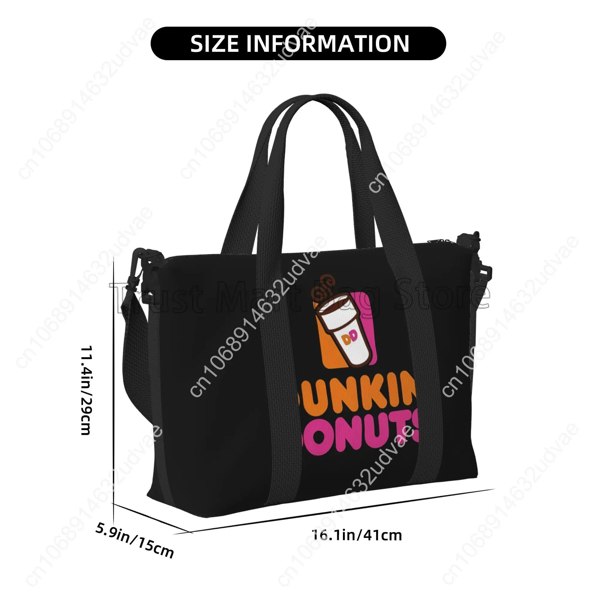 Dunkin Donuts Logo Print Duffel Bag for Boys Girls Handbags for Women Men Waterproof Tote Bags for Travel Gym Beach Daily Use