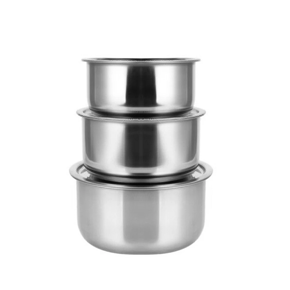 M05K 3Pcs Stainless Steel Soup Pot Stock Pot Set with Lid Kitchenware Stew Pot Cooking Tools Cookware