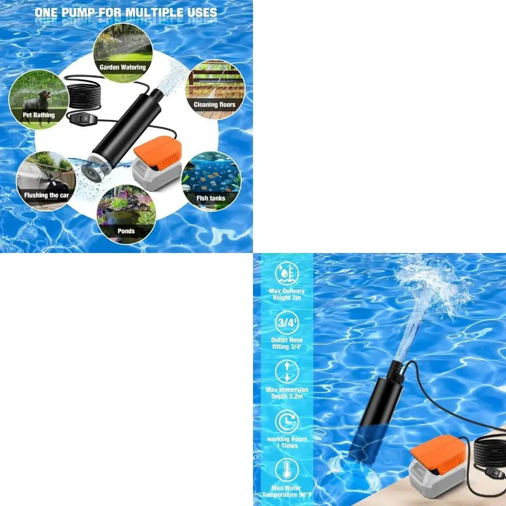 

20V Lithium Transfer Pumps 500GPH 8A Current for Window Well Car Washing