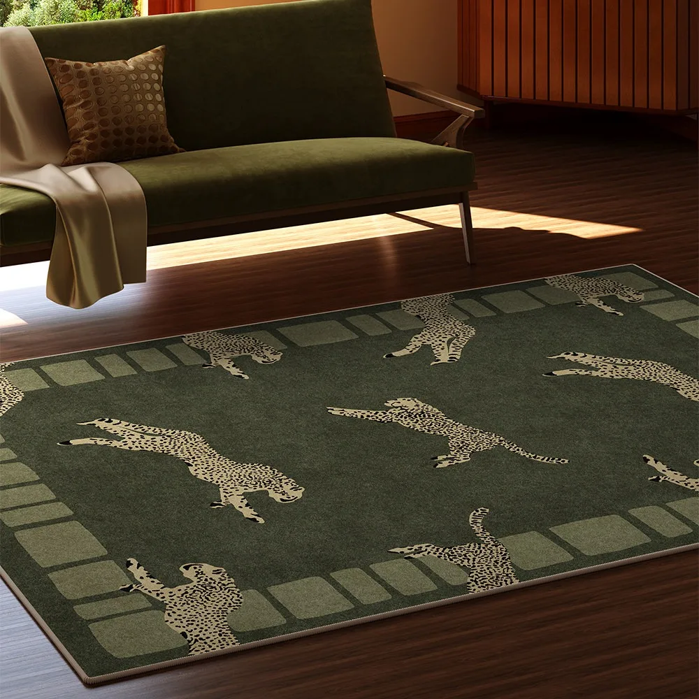 Oriental Tibetan Tiger Living Room Carpet Leopard Print Rug for Bedroom Bedside Floor Mat Washable Non-slip Rugs Home Decoration