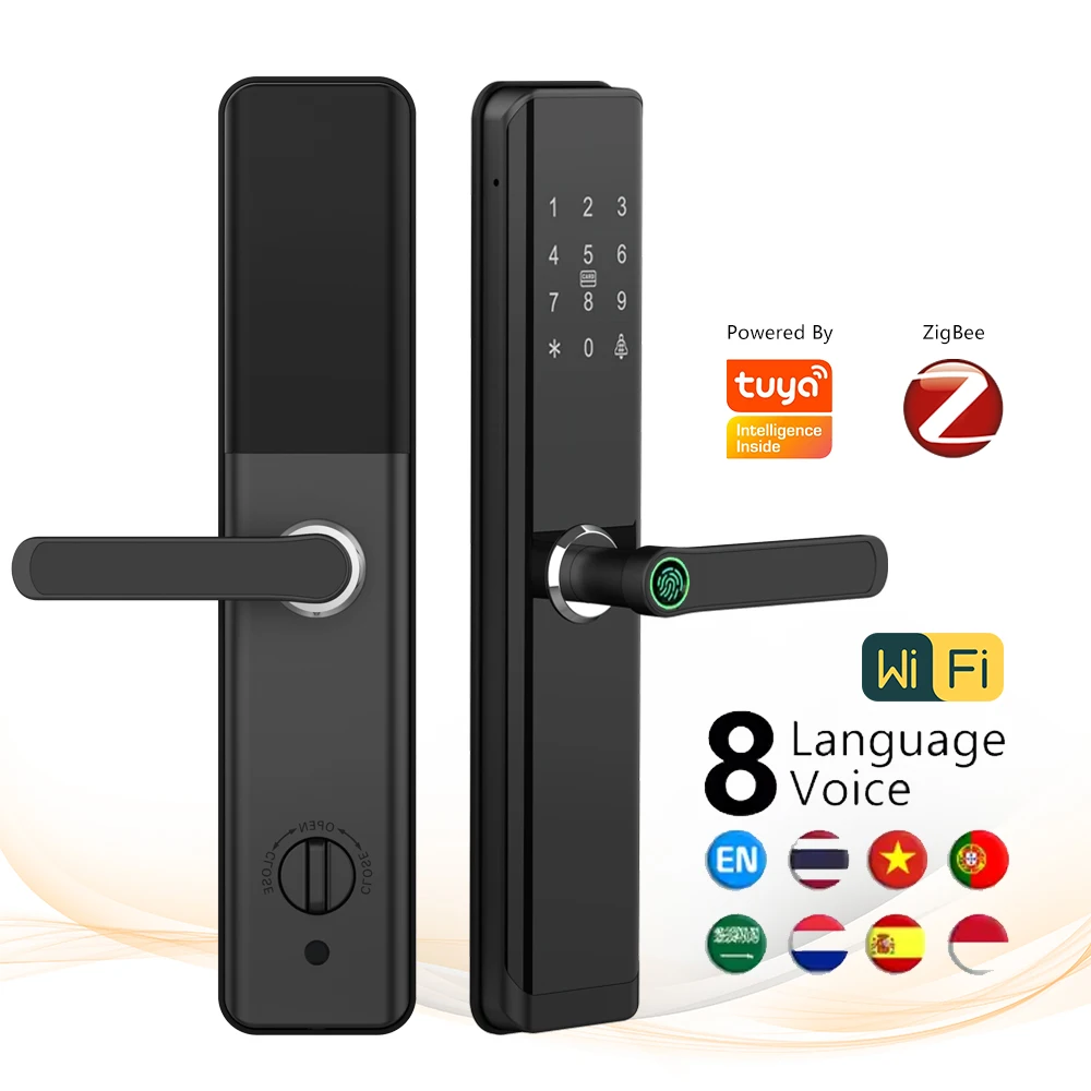 

July003 Eseye Fingerprint Smart Door Lock BLE Password Keyless Apartment Room Lock Tuya APP Digital Door Lock for Front Door WiF