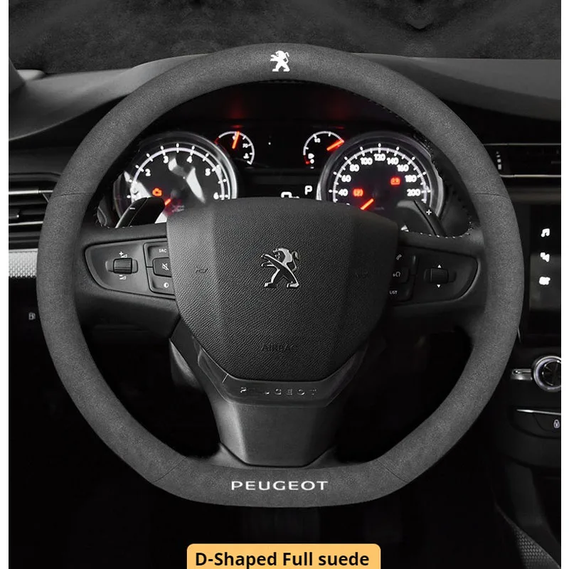 36cm Car Steering Wheel Cover For Peugeot GT-Line 107 206 207 208 301 307 308 406 407 408 508 607 2008 3008 4008 5008 RCZ Rifter
