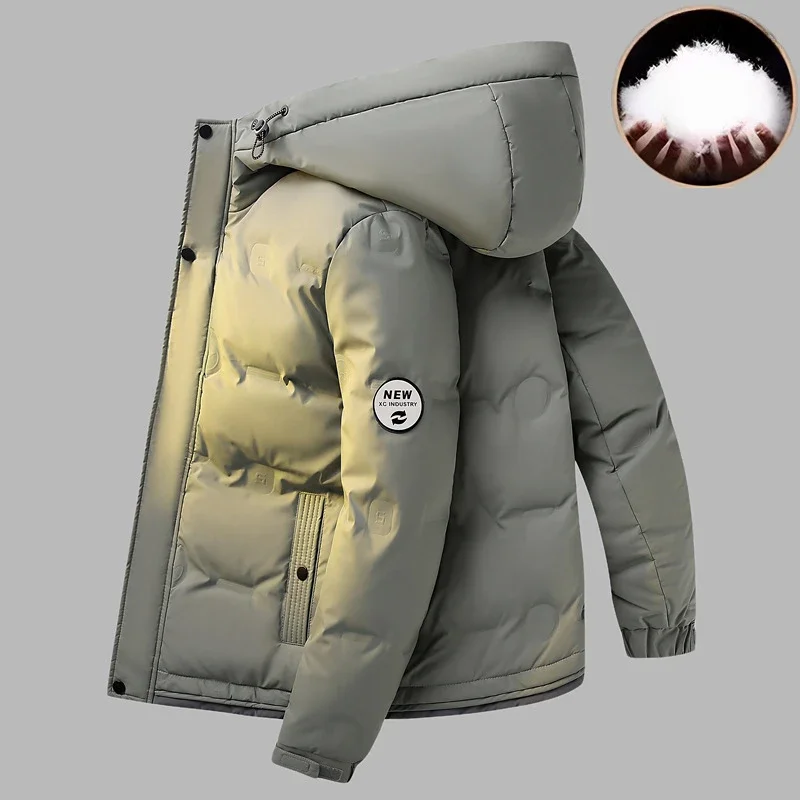 High-end winter donsjassen heren warme korte witte eendendons jas lichtgewicht capuchon lange mouw trend winddichte bovenkleding effen