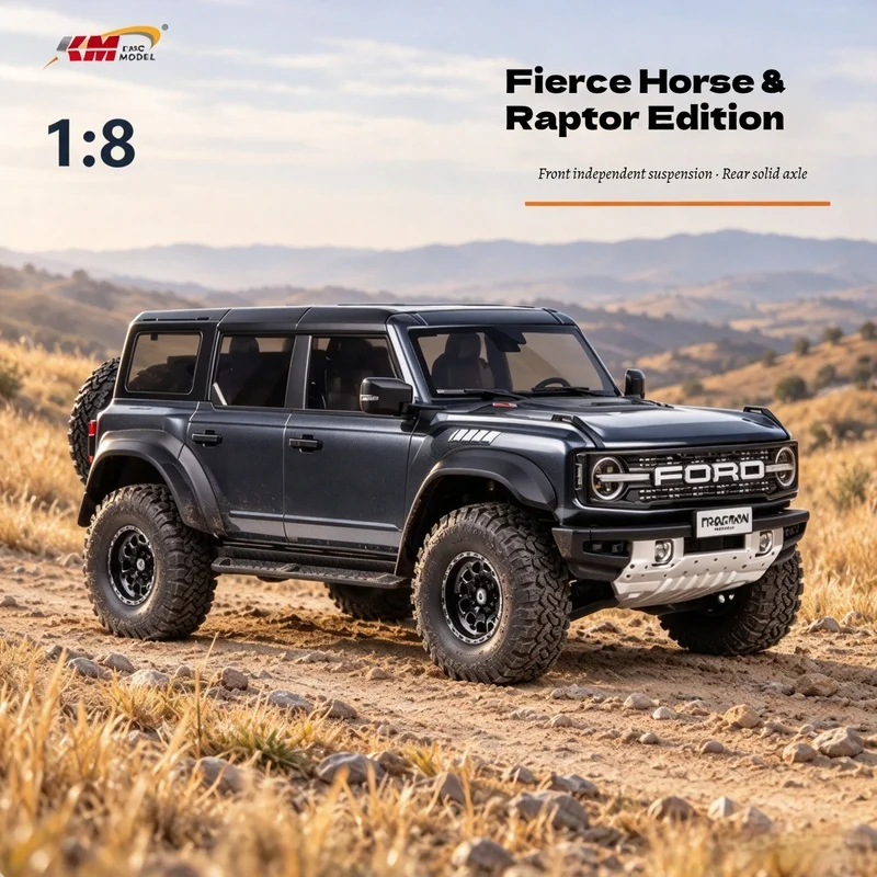 KM 1/8  Fierce Horse Raptor Remote Control Electric Climbing Car Off-Road Vehicle Differential Lock Double Speed Transmission