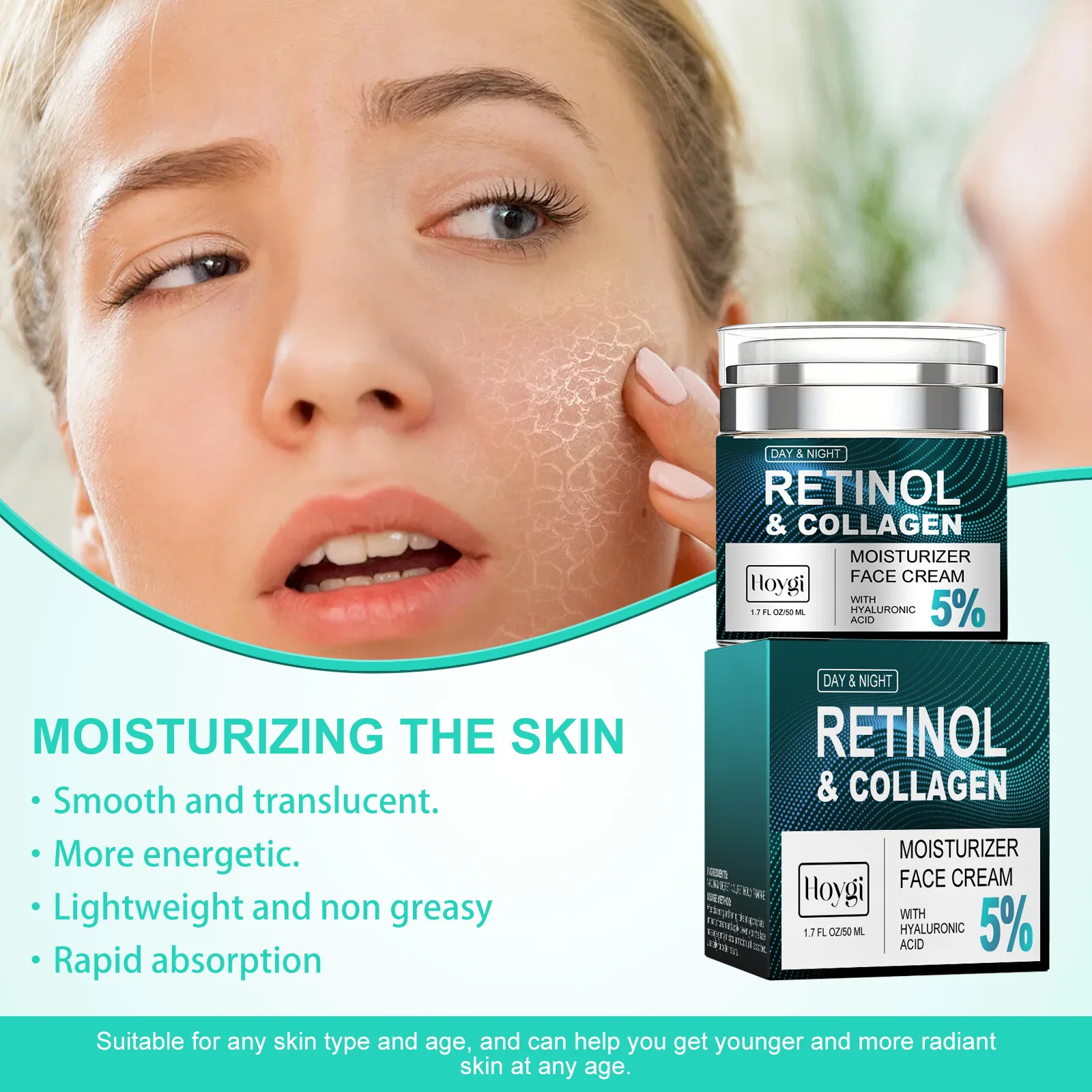 Retinol Moisturizing Face Cream Remove Facial Fine Lines Neck Anti-wrinkle Firming Whitening Brightening Anti Aging Skin Care