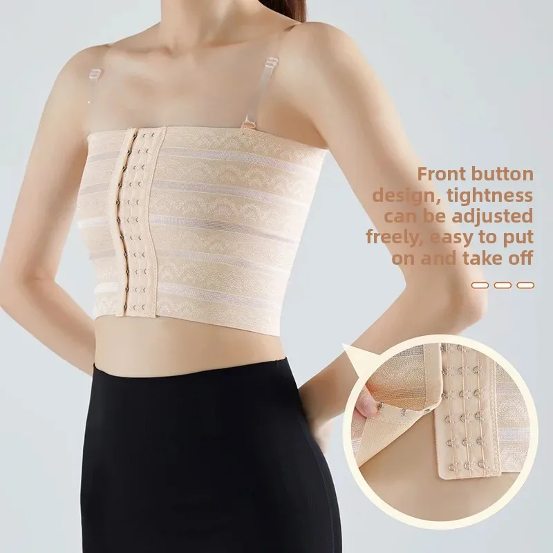 المرأة ملابس داخلية الصدرية الجبهة مشبك ضغط ضمادة ملابس داخلية للتنحيل الصدر ملزمة سترة الضغط التفاف تأثير الصدر الصغيرة