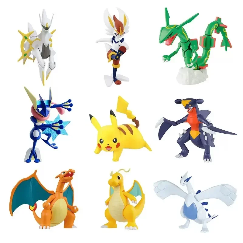 BANDAI Pokémon Anime Figures Greninja Charmander Yveltal Slowpoke Lunala Kyurem Mewtwo Assembly Model Cute Keepsake Brinquedos