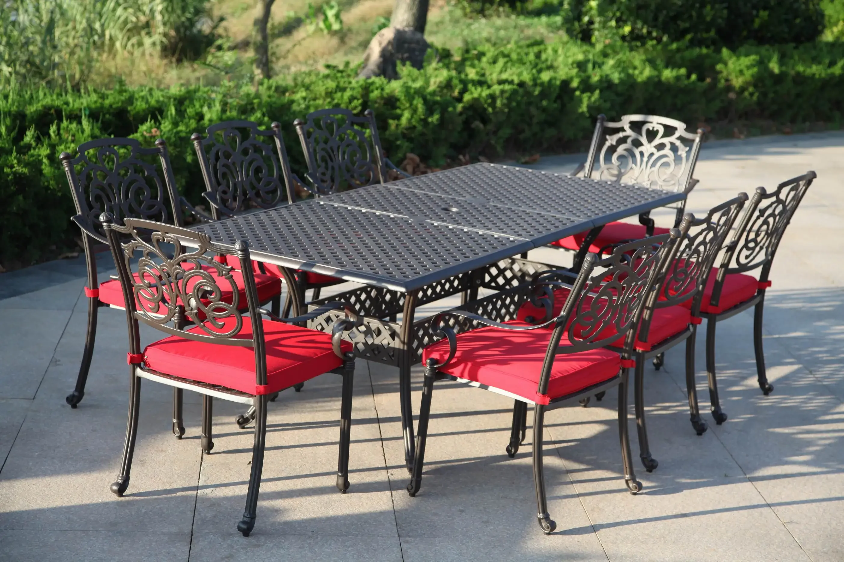 8 Seater Rectangle Cast Aluminum Expandable Table For Outdoor