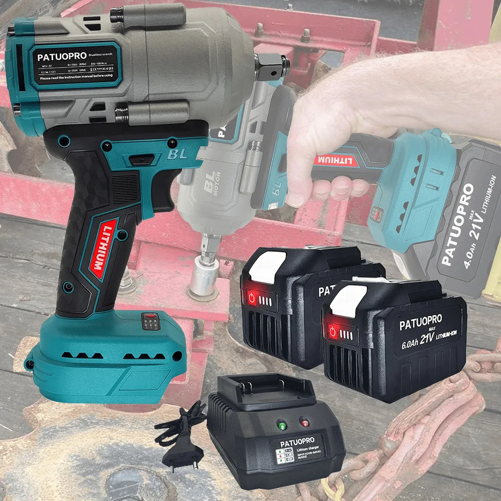 

Brushless Wireless Wrench 1800N.m Torque Electric Impact Wrench 1/2 Inch Variable Speed Repair Power Tool For Makita 18V Battery
