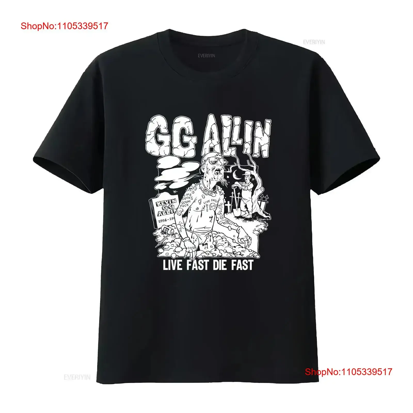 GG ALLIN Live Fast Die vintage retro T Shirt punk rock artist Washed fashion Stylish Breathable Comfortable homme vintage Soft