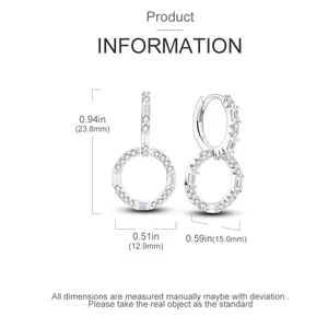 925 Silver Ear Jewelry Glossy Circle Zircon Incruited Swinging Elegant Style Early Daily Casual Current Current Wedding Gifts of Ladies 10 Main Sales Earring ring - №3
